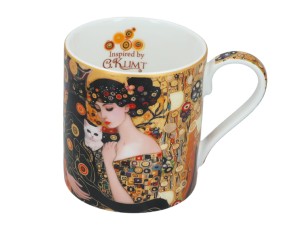 Carmani kubek porcelanowy 350 ml,. inspirowany Klimtem - Kobieta z kotem