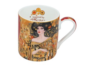 Carmani kubek porcelanowy 350 ml, inspirowany Klimtem - Kobieta z wachlarzem