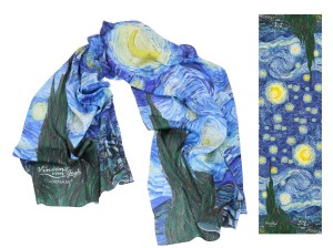 Carmani szal 180x45 cm z motywem z van Gogha - Gwieździsta noc