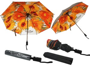 Carmani parasol składany, automat, śr. 100 cm, dekoracja od spodu - van Gogh