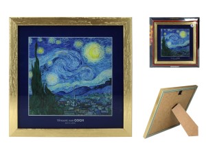 Carmani V. van Gogh - Gwieździsta noc - obrazek 21 x 21 cm w złotej ramce