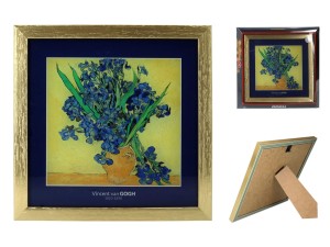Carmani V. van Gogh - Irysy - obrazek 21 x 21 cm w złotej ramce