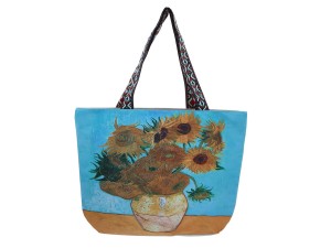 Carmani torba 54c40x17 cm, zamykana na suwak, motyw: van Gogh, Słoneczniki