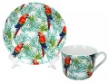 Heritage Tropical Parakeets filiżanka i spodek z papugami ara.jpg